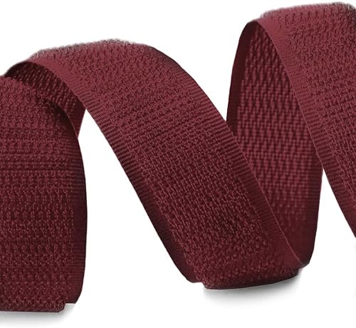 Miniatura 6 de Cinta de velcro para coser color burdeos de 1 pulgada de ancho, no adhesiva, tela de nailon rojo, juego de cierre de cinta de velcro para bolsos,