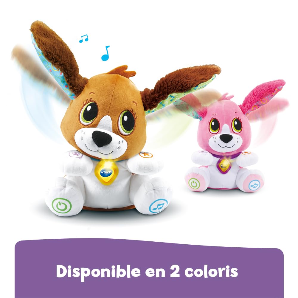 VTech - Toutou Parle avec Moi Rose, Jouet Chien Interactif Qui Répète, Bouge la Tête et Les Oreilles, Peluche Bébé à Fonctions, Jeu Évolutif et Éducatif, Cadeau Enfant Dès 1 an - Contenu en Français
