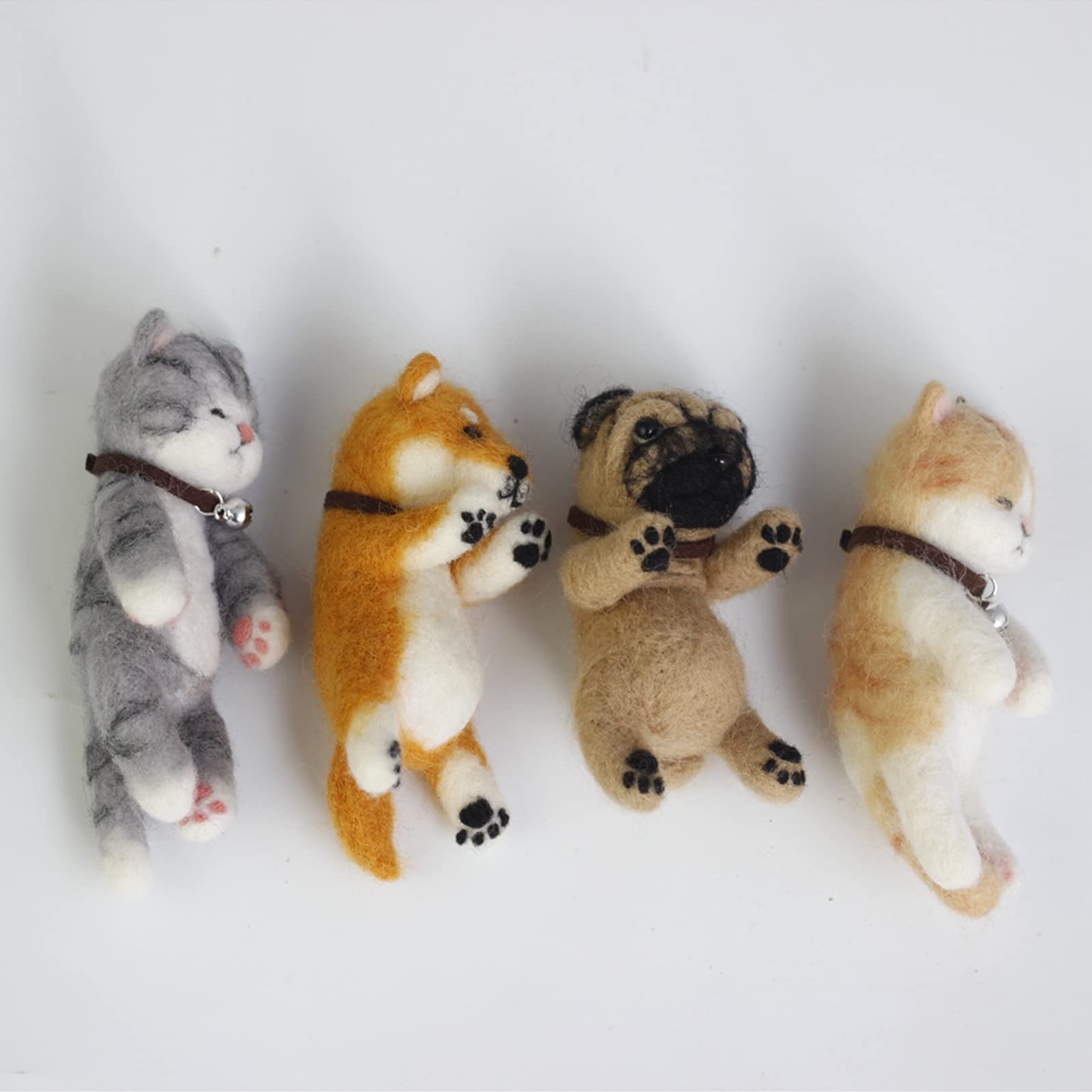4 kits de fieltro de aguja de animales de 10 cm de altura, kit de manualidades para principiantes, día de la madre, regalo de cumpleaños