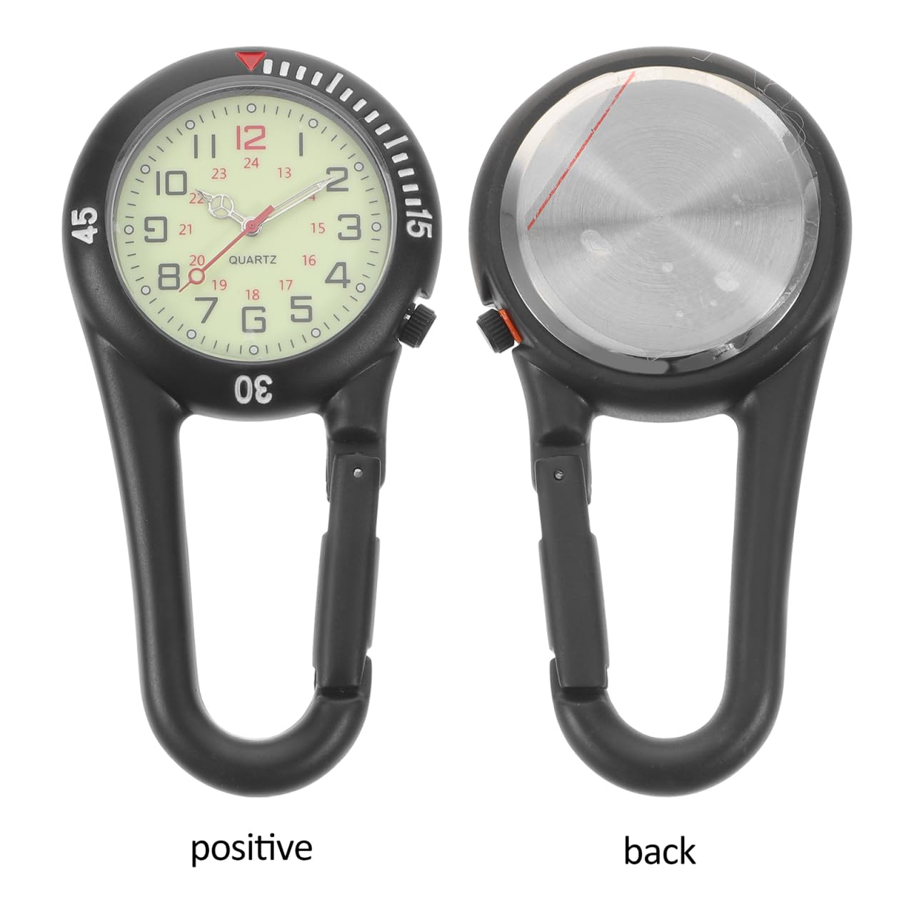 ULTECHNOVO Montre Clip sur Ceinture Lumineuse avec Cadran Fluorescent Et Mousqueton pour Infirmières Médecins Randonnée Escalade Sécurisée