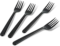 Vista 11 de PlasticPro Juego de 50 cucharas de plástico pesadas, cucharas desechables negras, juego de cubiertos de plástico