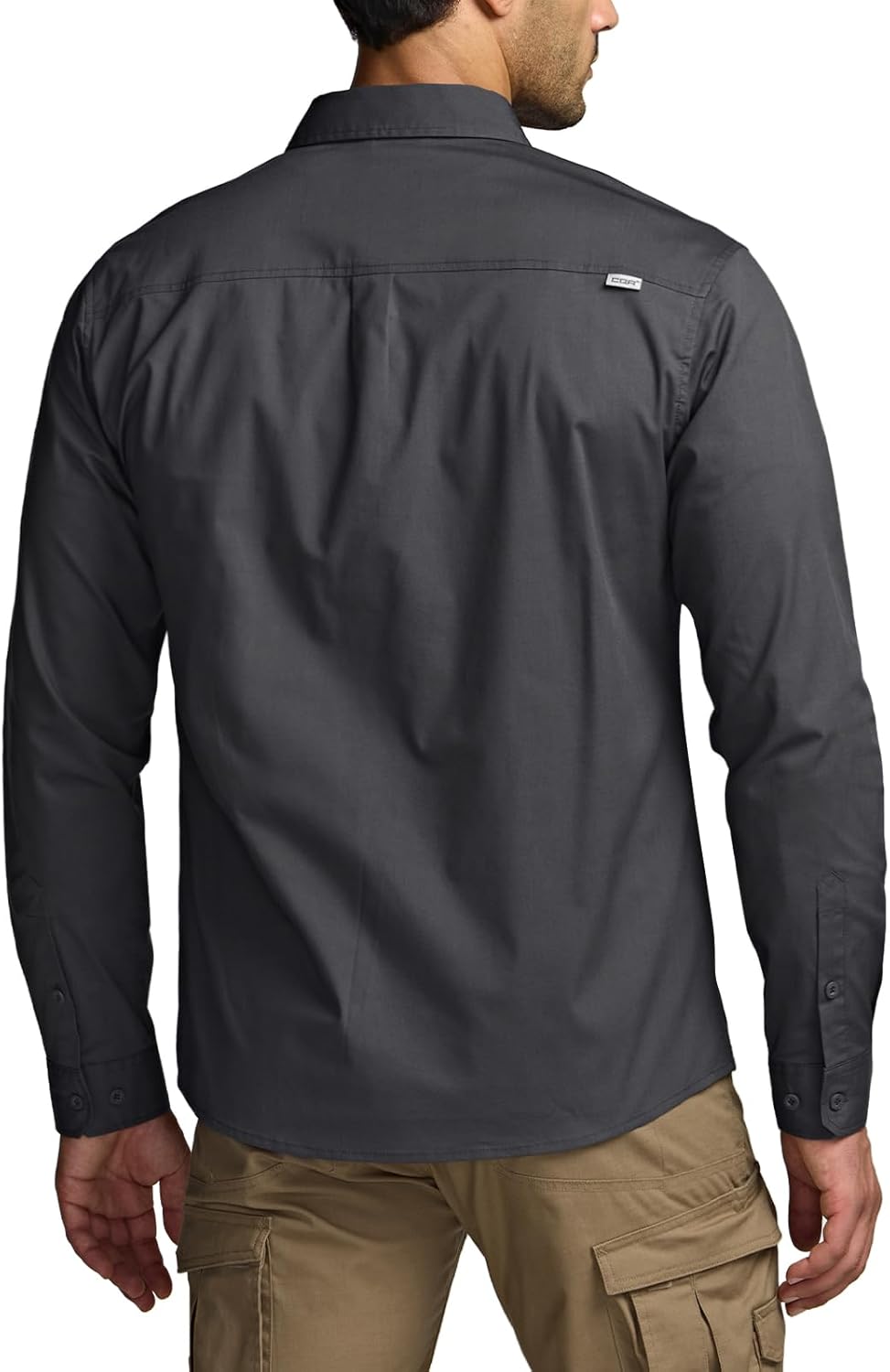 CQR Men's Long Sleeve Tactical Shirts, Ripstop Military Work Shirts, UPF 50+ Breathable Button Down Outdoor Hiking Shirt - Image 3