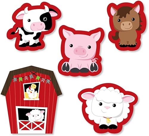 Miniatura 1 de Big Dot of Happiness Farm Animals - Recortes para baby shower o fiesta de cumpleaños en forma de bricolaje, 24 unidades
