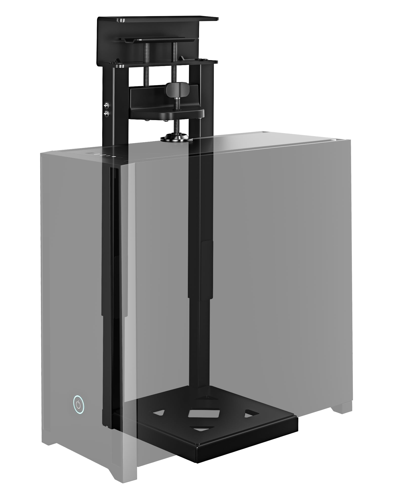 monTEK 30KG PC-Halterung unter Schreibtisch, Ohne Bohren montierbar | Heavy-Duty, Verstellbare Desktop PC Halterung mit Schutzpolstern, 41CM-65CM Höhe, für Büro, Zuhause, Klassenraum, Schwarz