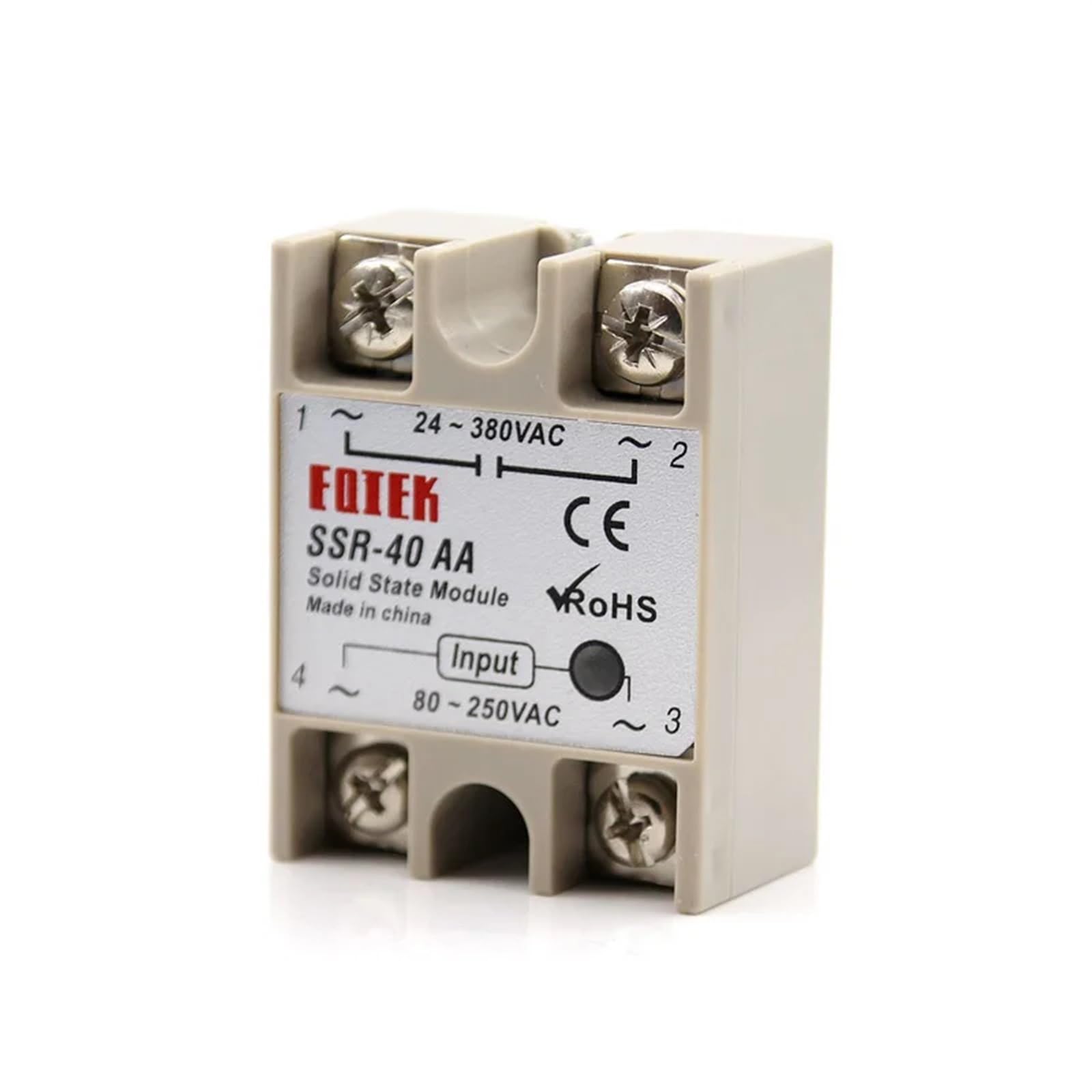 Relais à semi-conducteurs SSR monophasé 40A contrôle CC CA 3-32V