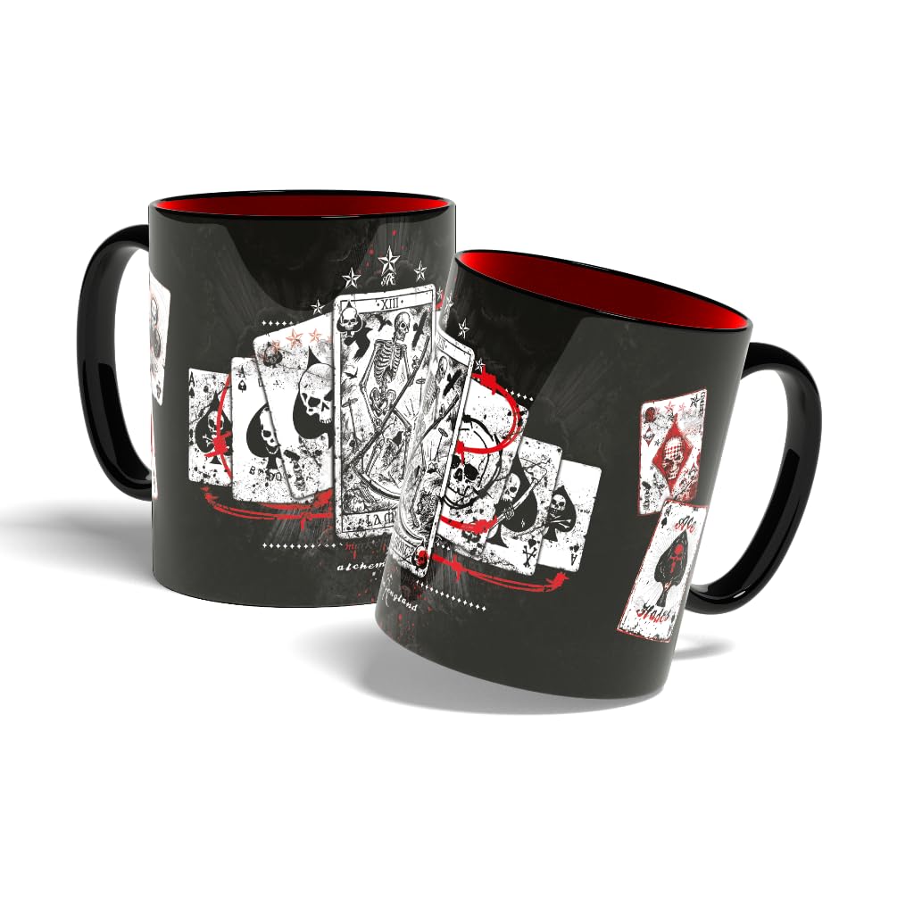 Konix Alchemy Becher - Keramiktasse - 320 ml - Tarot-Motiv - Schwarz und Rot