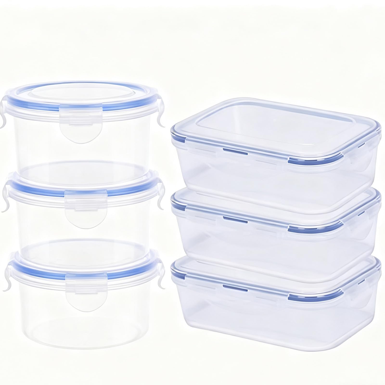 GQunit 12pcs Leak Proof Food Storage Containers (6 Container + 6 Lids) Airtight Plastic Food Containers with Lids Pantry & Kitchen Containers