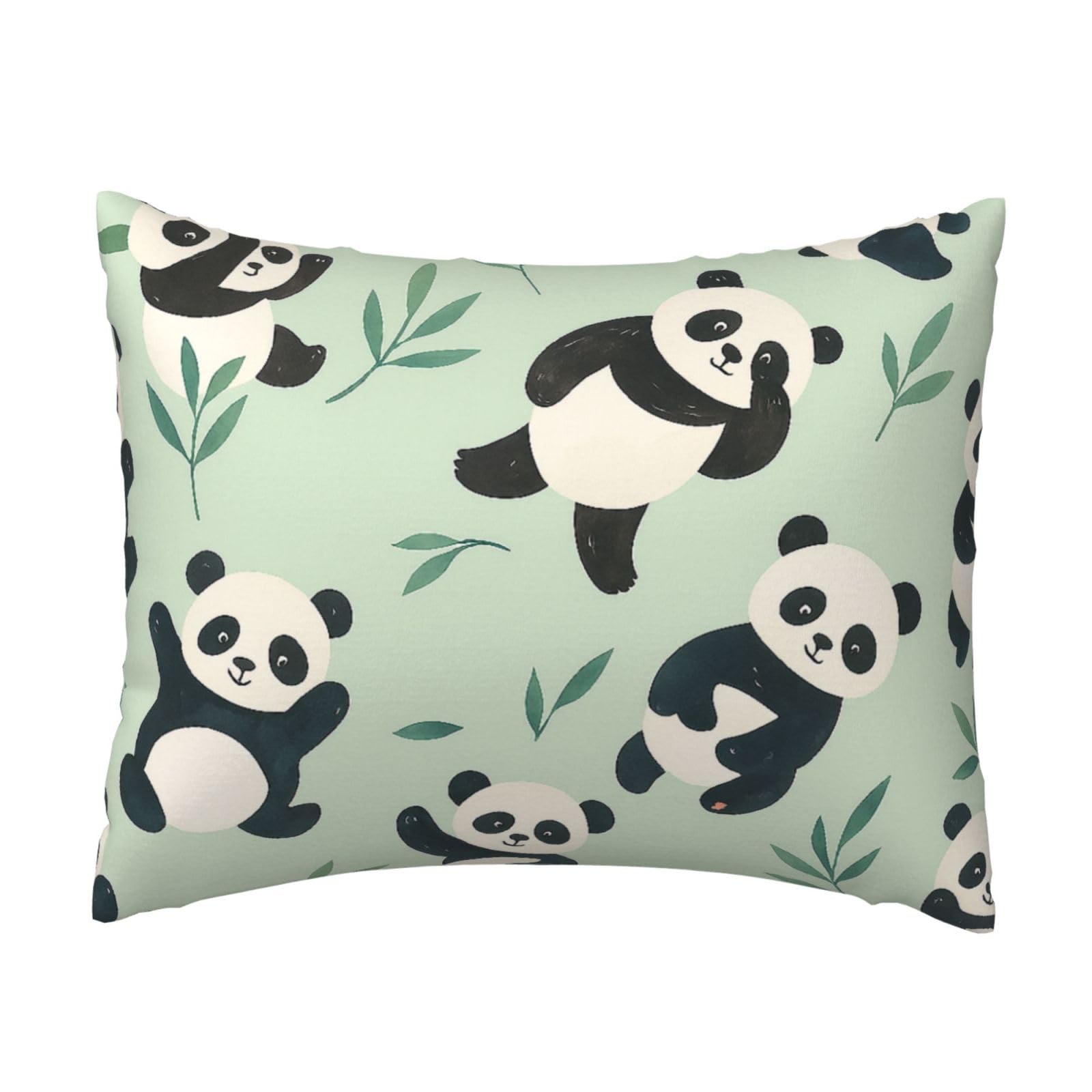 Panda and Bamboo Leaf Pillowcase Soft Plush with Zipper Decorative Pillowcovers 16x20 in