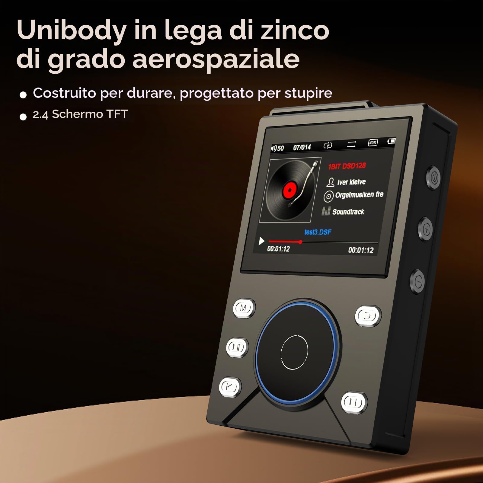 Gueray Lettore MP3 HIFI 16GB con Bluetooth 5.3 - Lettore Audio Digitale Alta Risoluzione Senza Perdita, Supporto Radio FM, Registratore Vocale, Scheda di Memoria da 64GB (Espandibile fino a 256GB)
