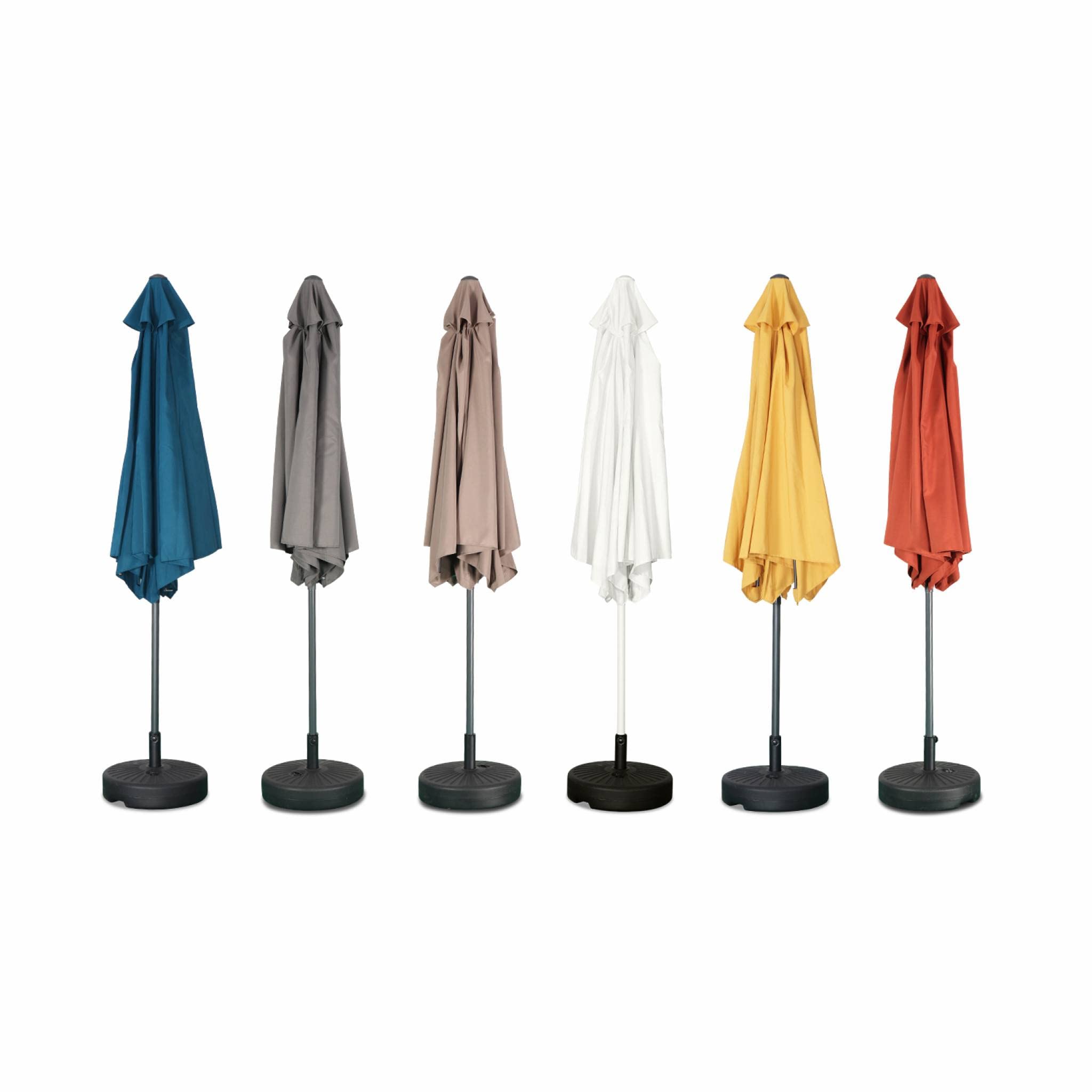 Alice's Garden - Parasol droit rond Ø300cm - Touquet Taupe - mât central en aluminium orientable et manivelle d'ouverture