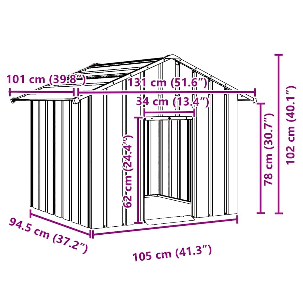 Chenil d'extérieur pour Chien, Enclos Niche Cage pour Chien Métal Niche pour Chien avec Toit Noir 131x101x102 cm Acier galvanisé