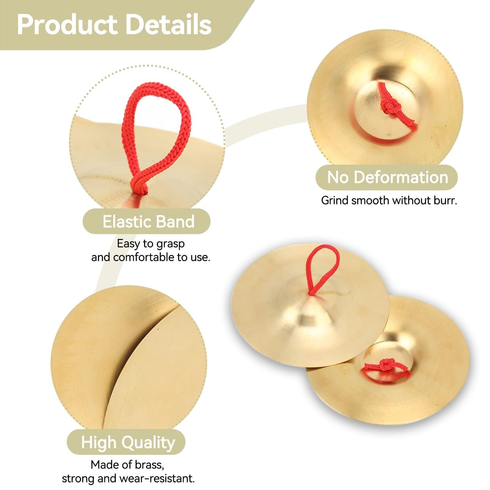 Agatige Crash Cymbale, 2 pièces en laiton à main cymbale instrument à percussion jouet pour enfants adultes Agatige6fbt1a37wh