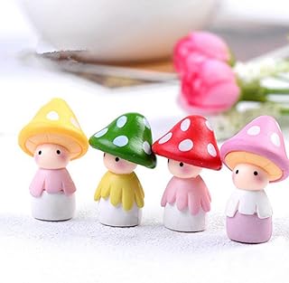 Gemini_mall® Fairy Garden Ornaments, 4pcs Miniature Mushroom Doll Fairy Garden Ornament DIY Dollhouse Garden Decor Home Decoration (4pcs Miniature Mushroom Dolls)