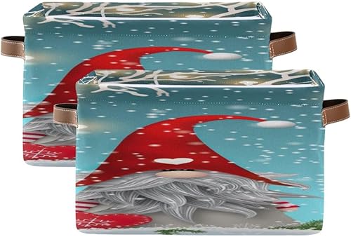 Miniatura 2 de Lindos y divertidos estantes de gnomo de buena suerte de Navidad, color azul, de tela duradera, organizador de armario para ropa y cesta para ropa