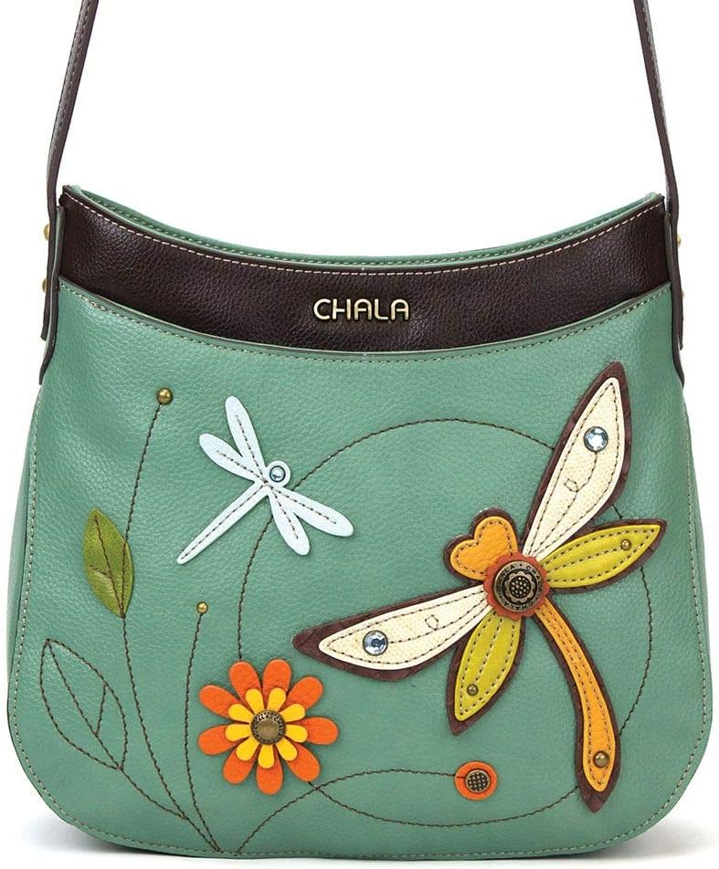 Chala Handbags Dragonfly Crescent Crossbody Handbag Purse