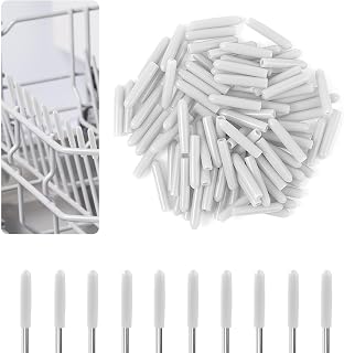 Bewudy 100 PCS Dishwasher Rack Caps, Universal Tine Prong Repair End Cover Caps, 1 inch Round Tips (White)