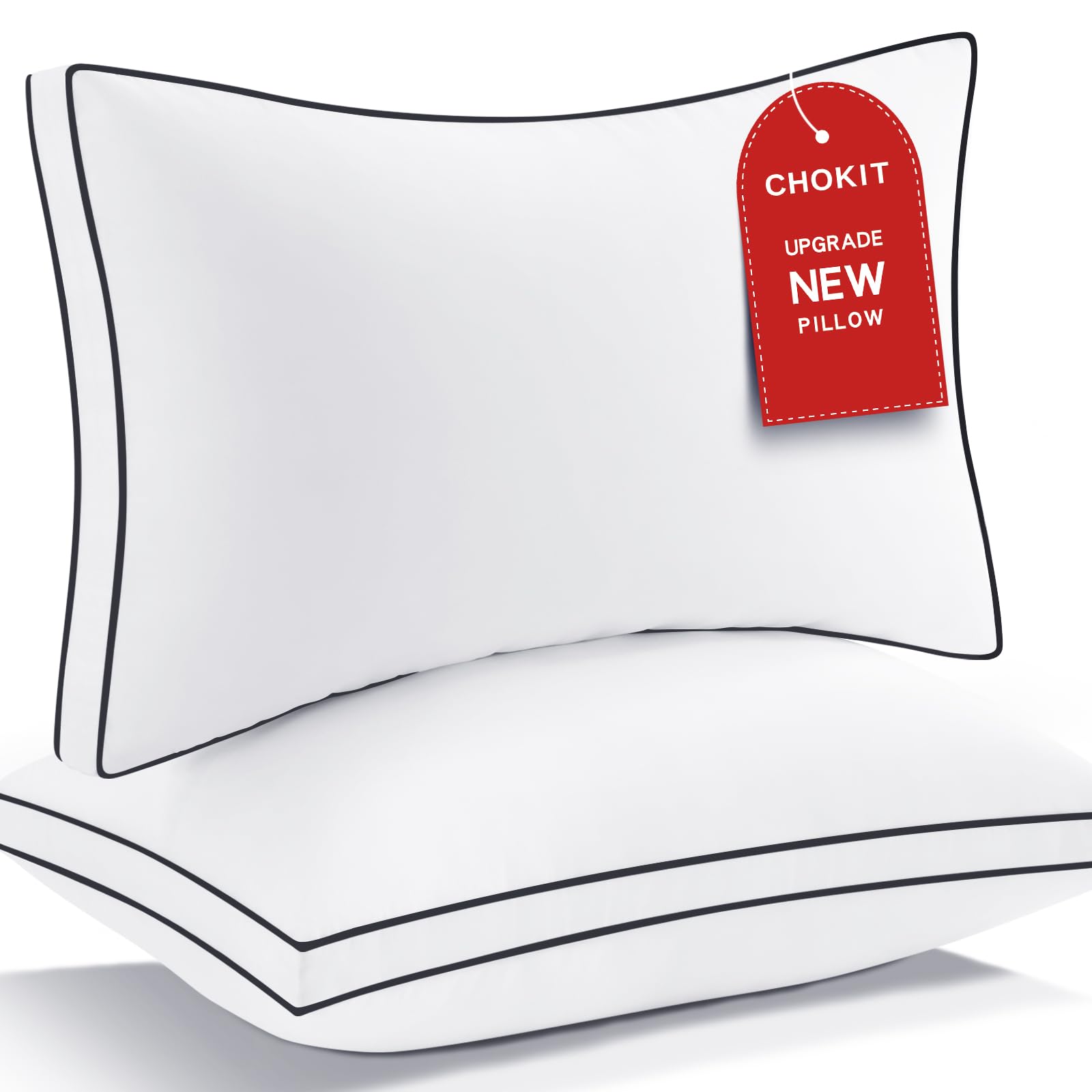 Premium Pillows Standard Size Set of 2, Fluffy and Supportive 7D Down Alternative Bed Pillow, Luxury Soft Hotel Quality Gusseted Pillow for Side Back Stomach Sleeper,Relief Neck Head and Shoulder Pain