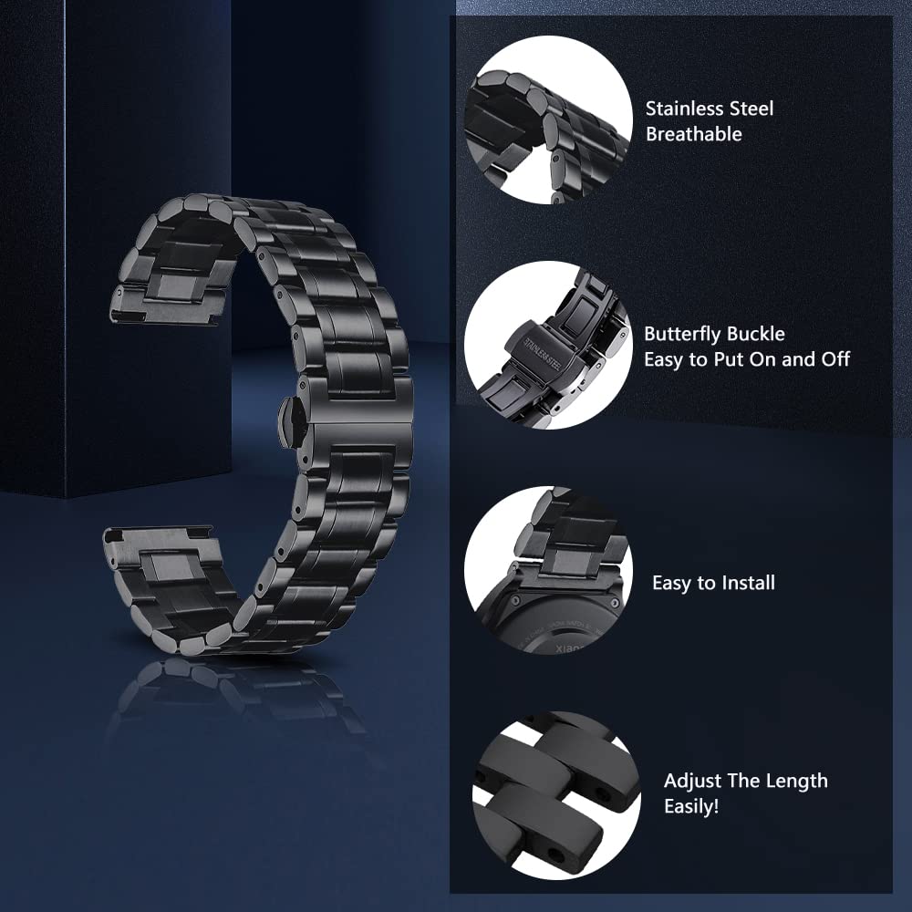 Bracciale Sportivo 22mm Per Orologi Smart - Nero - Dettaglio