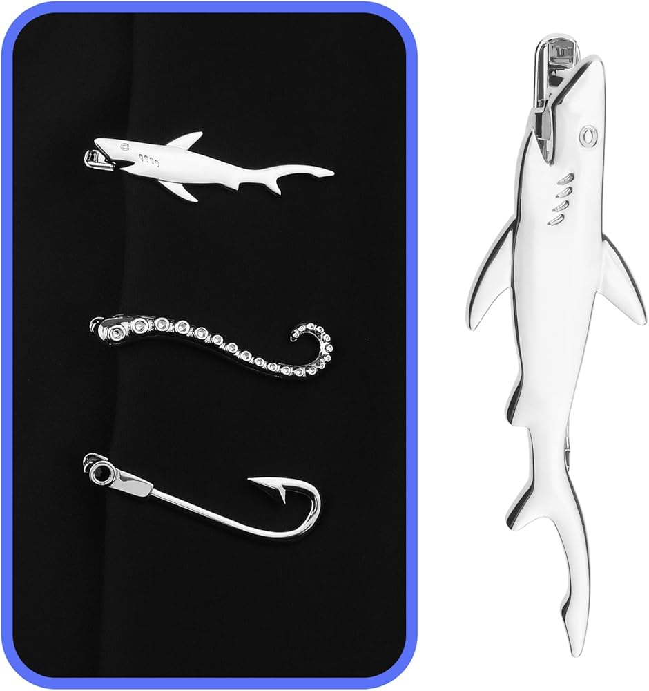 PINCE À CRAVATE EN ARGENT sterling Un requin au