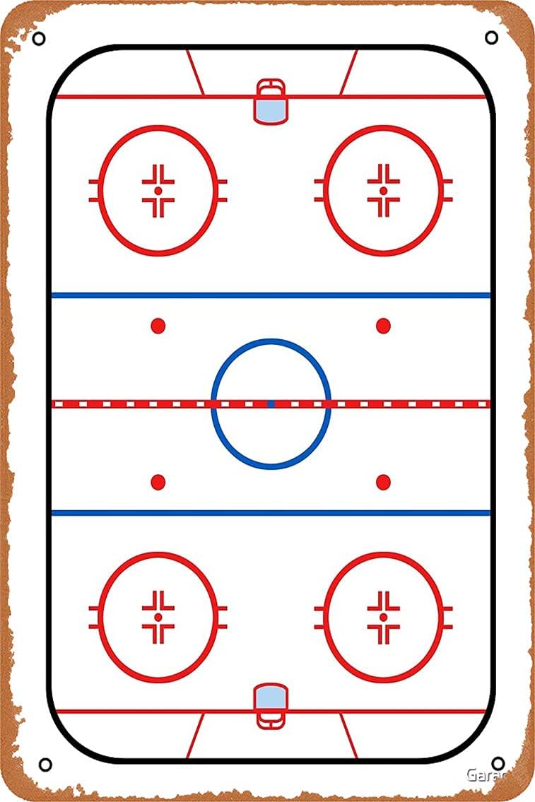 ASIOADWNA Ice Rink Diagram Hockey Game Companion Poster Metal Tin Sign 8X12 Inches Man Cave Retro Vintage Wall Decor Art
