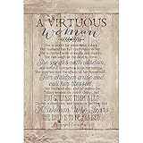 DEXSA Virtuous Woman Wood Plaque - Made in the USA - 6x9 - Classy Vertical Frame Wall & Tabletop Decoration | Easel & Hanging Hook | She is worth far more than rubies. She speaks with wisdom