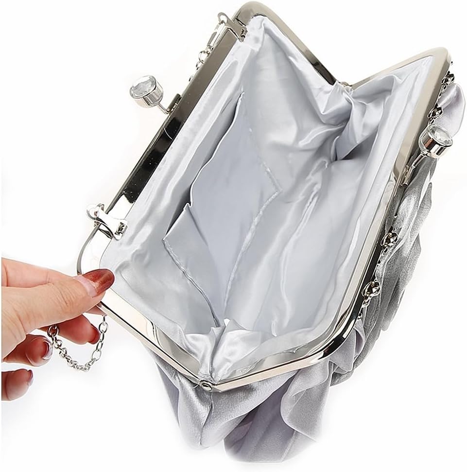 DJBM Floral Clutch Purses for Women Satin Clutch Evening Bag Party Prom Handbags Bride Purse