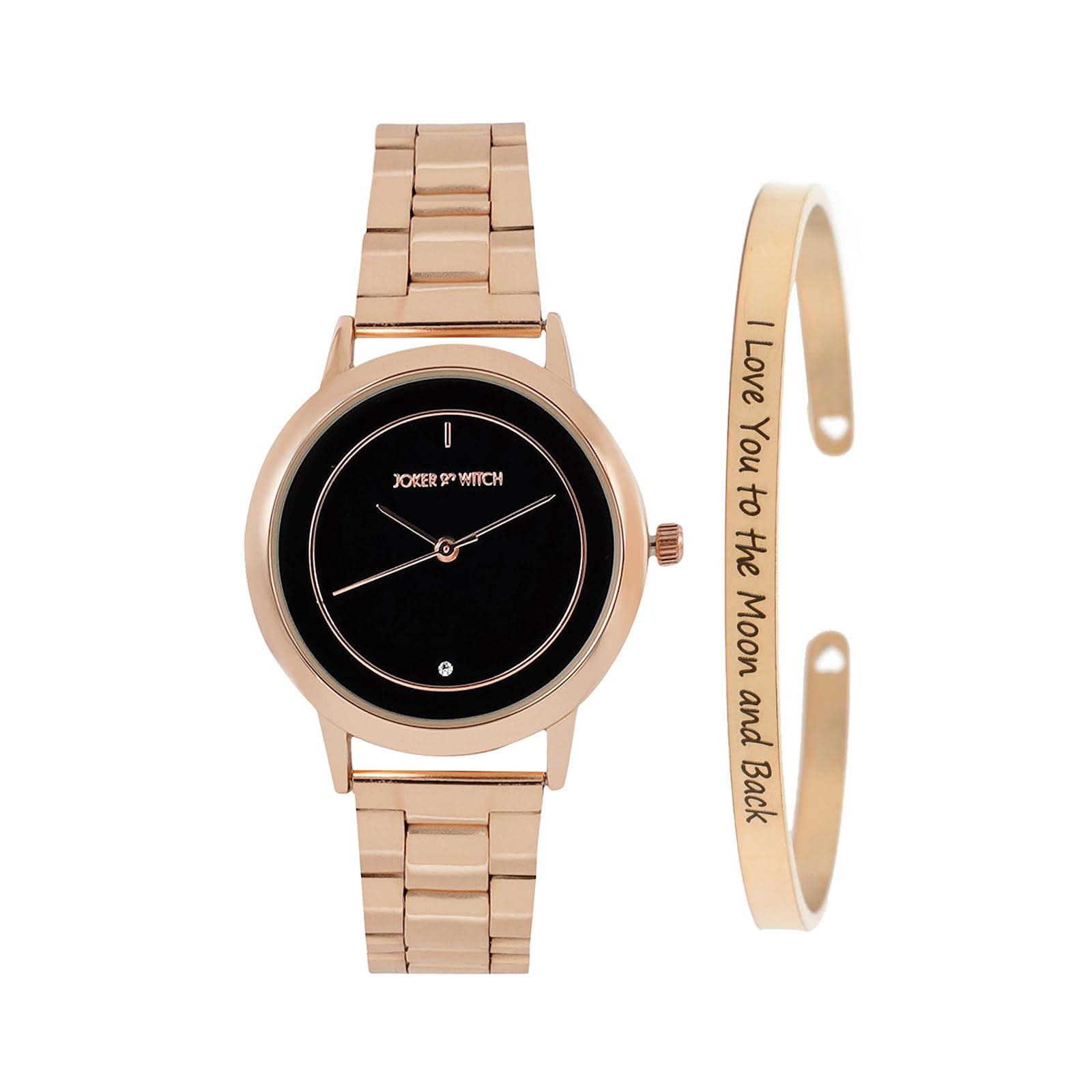Joker & Witch Stainless Steel Women Tatyana Rosegold Analog Watch Bracelet Stack, Black Dial, Rose Gold Band (B0C7L5WDQD) Amazon Price History, Amazon Price Tracker