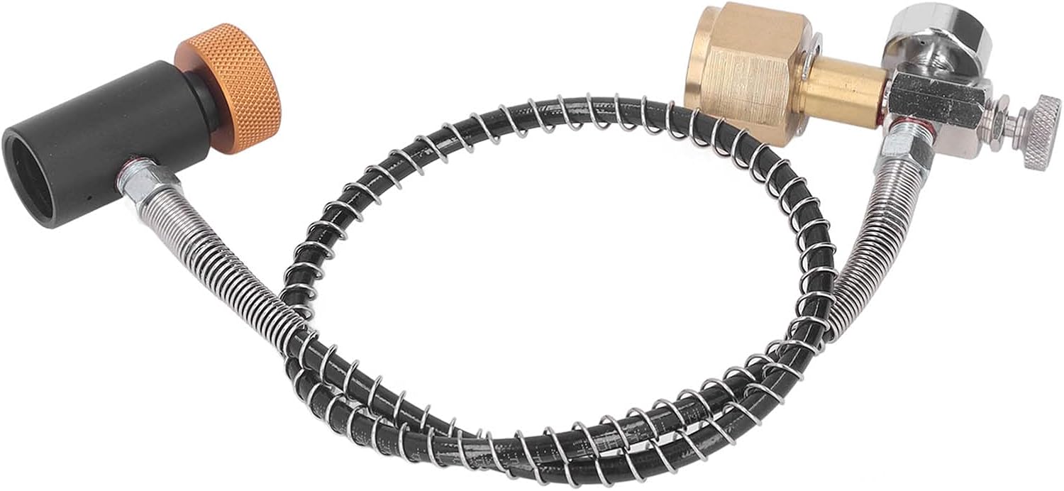 Fafeicy CO2 Tank Adapter and Hose Kit, Stainless Steel Brass External Soda Machine Accessories with 24in Hose and 3 Gaskets, for Soda Maker Beverage Machine (CGA320 to)