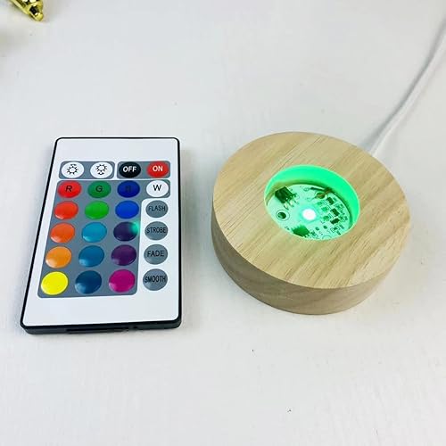 Aura Lifestyle - Base de exhibición de luz LED de madera para torre de selenita, arte de cristal de cristal, soporte de base de exhibición de