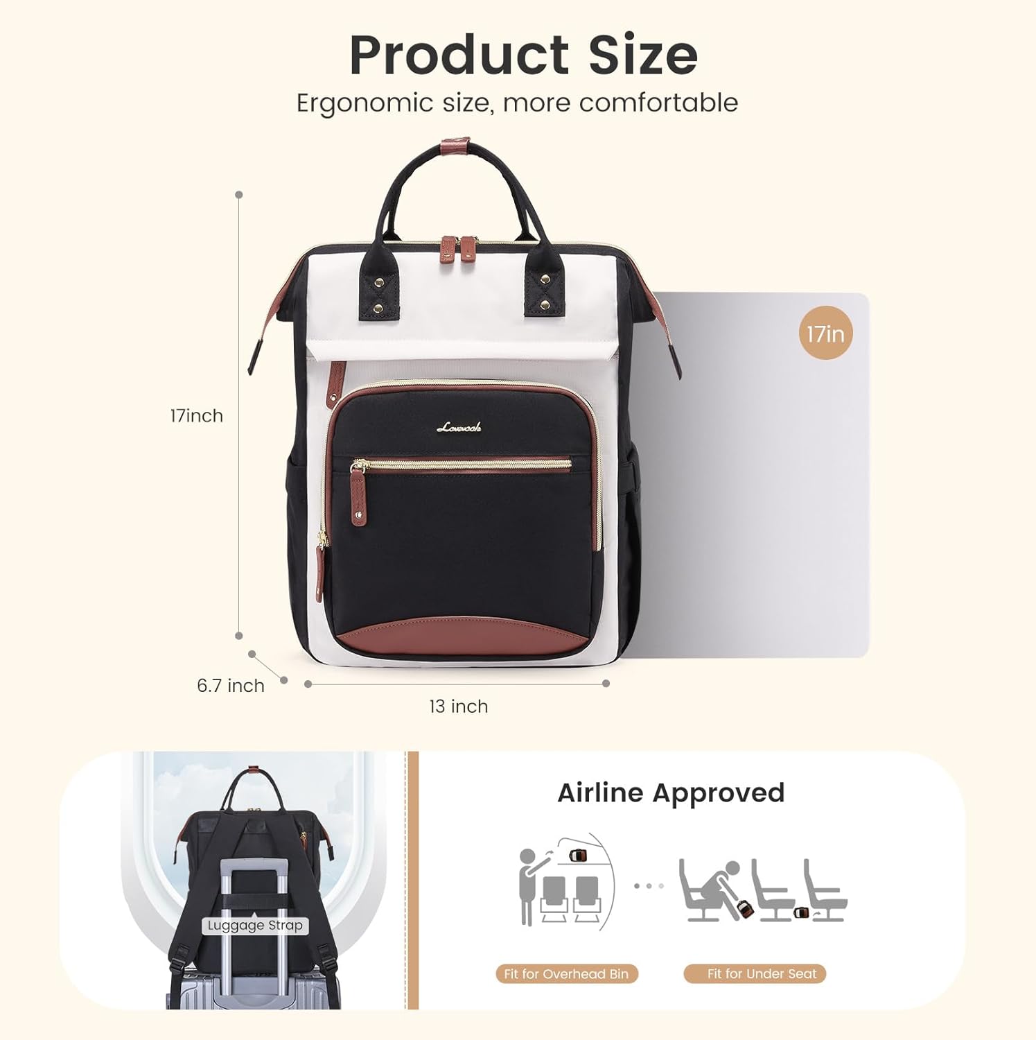 LOVEVOOK Laptop Backpack for Women Work Bag with Large Capacity Cup Side Pocket, 15.6 Inch Waterproof Computer Backpacks Purse, College Bookbag for School, Business, Teacher, Travel - Image 5