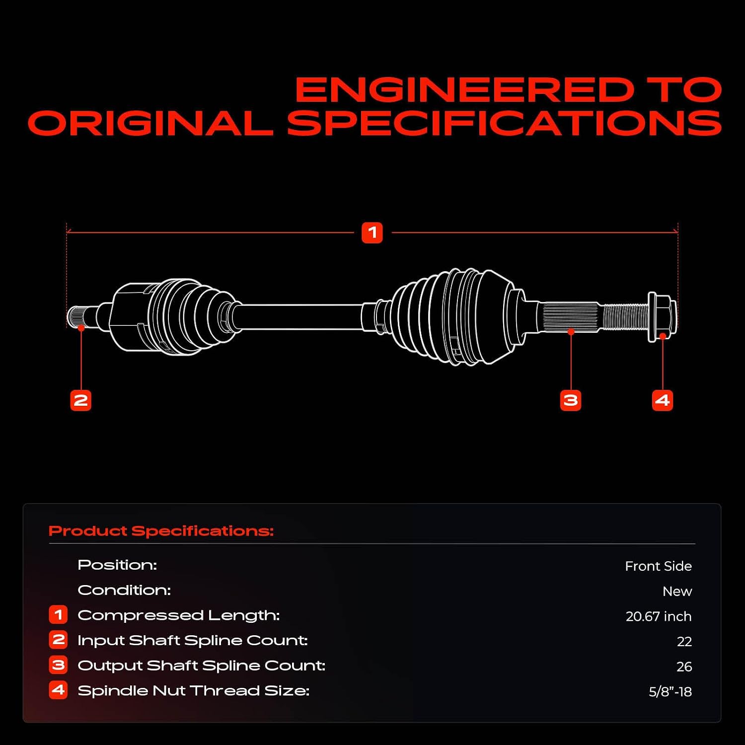 A-Premium Front CV Axle Shaft Assembly for Polaris Models