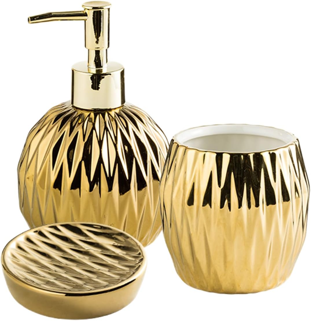 jessie Golden Mosaic Bathroom Accessories Set 3/4 Piece