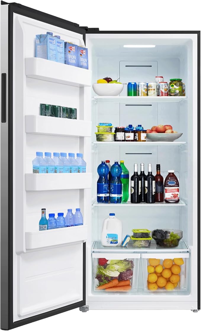 SMETA 21 cu ft stainless all-refrigerator upright with glass shelves