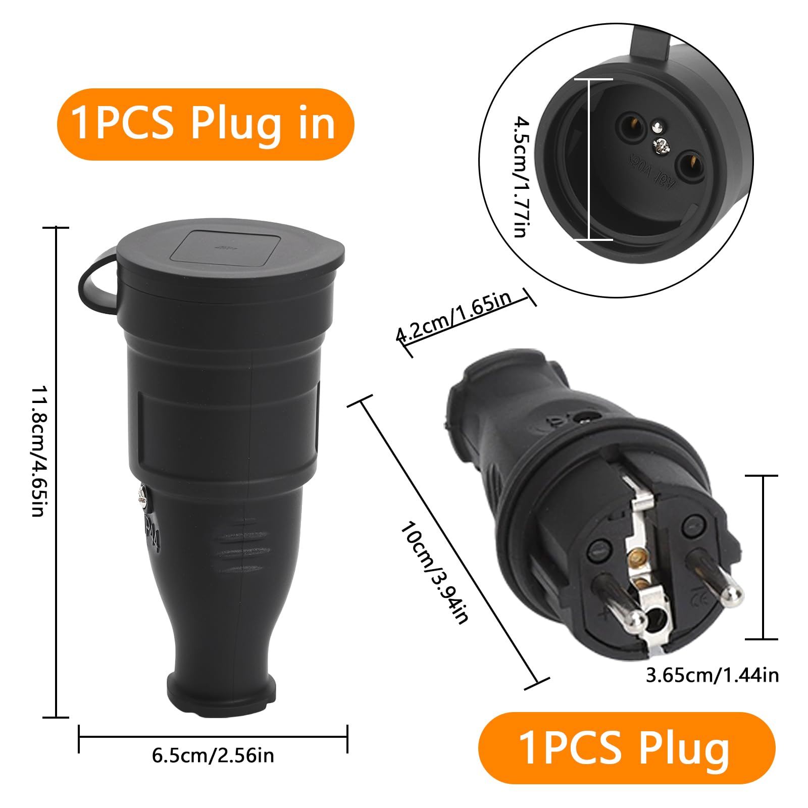 TNSLAND Schuko Plug et Connecteur IP44 250V 16A Fiche Mâle Prise Électrique