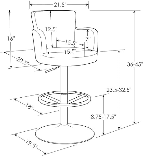 Miniatura 3 de Zuri Chateau Taburete de bar giratorio de altura ajustable con base cromada, color blanco