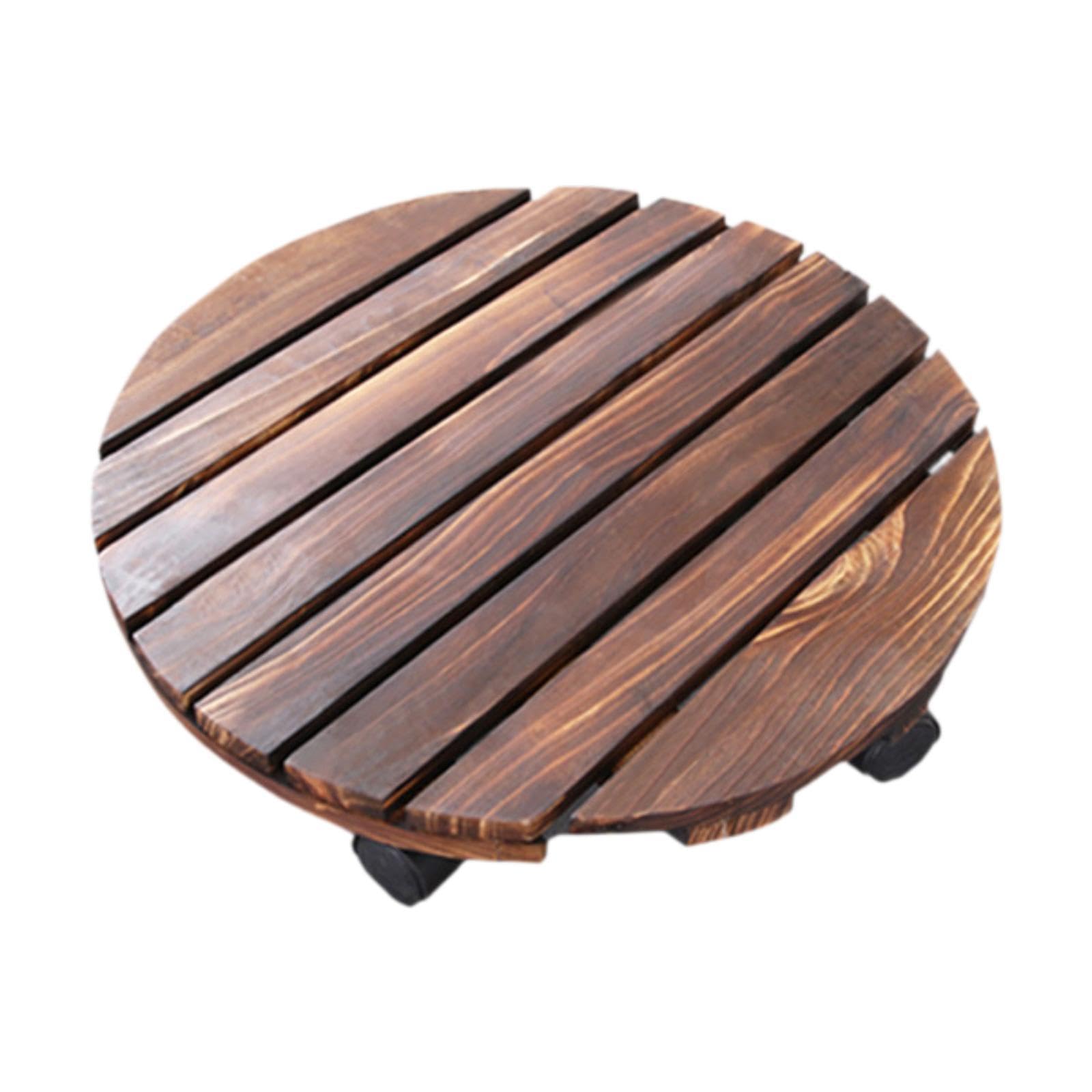Base portable pour pots de fleurs support à plantes roulant en bois avec roulettes pivotantes 40cm