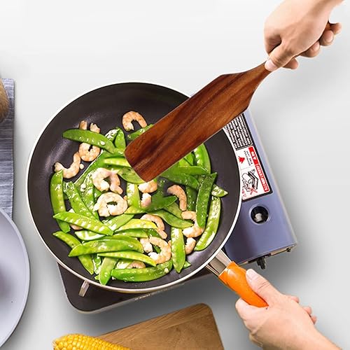 Miniatura 8 de FUNOMOCYA Estilo europeo mango largo pala de madera wok espátula mezcla mantequilla herramientas pastelería queso raspador filete pizza espátula