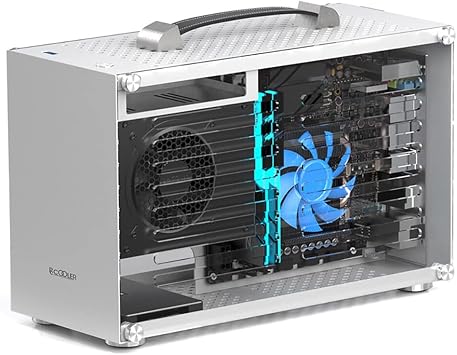 EDIY ITX Mini A4 Computer Case 7.5L Aluminum Mini-ITX Motherboard Small PC Case Test Bench Support SFX Power Supply 300mm Vedio Card Transparent Acrylic Side Panel