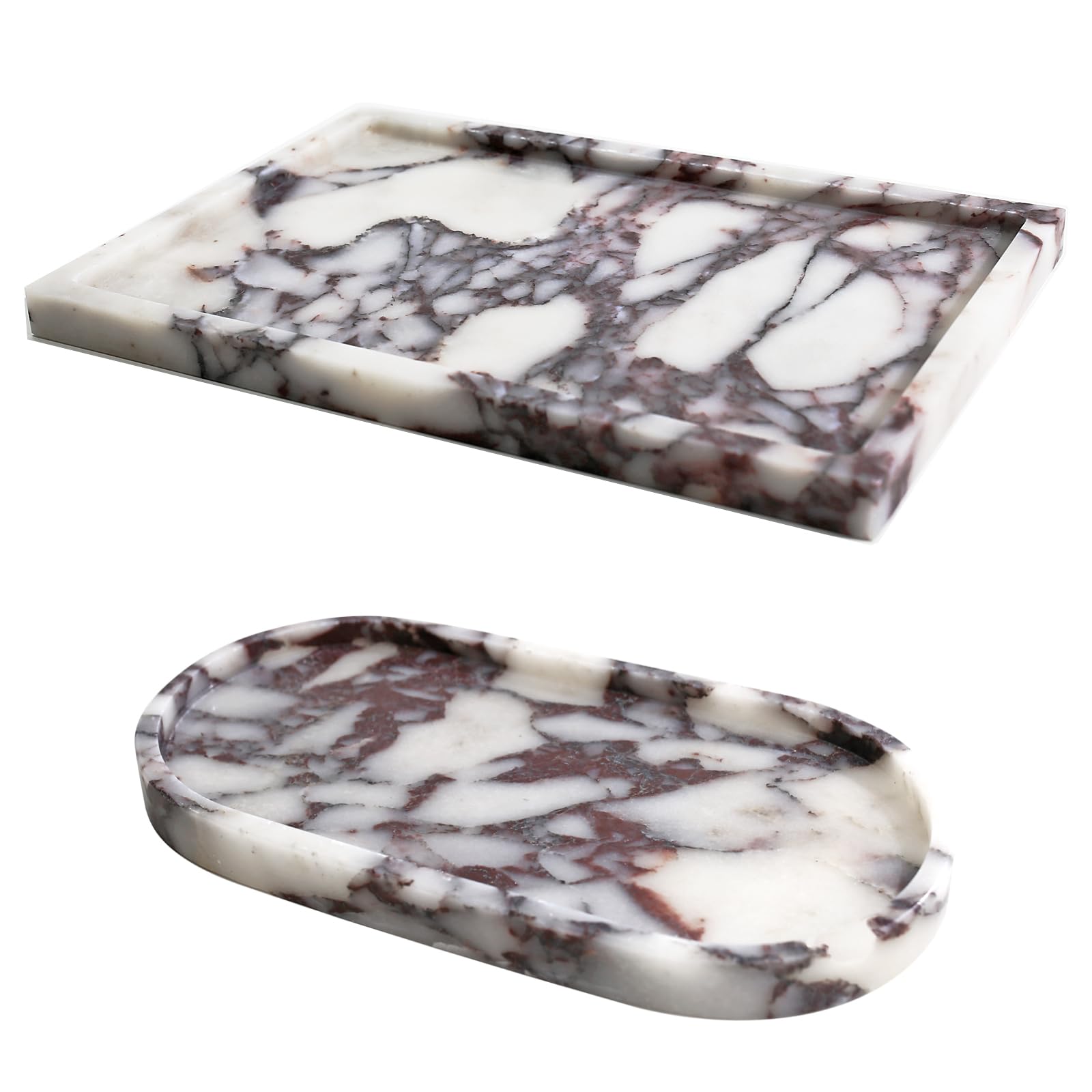 Navaris travertin decoratief natuurstenen dienblad - Kaarsenplateau rechthoek - 30 x 20 cm - Schaal voor badkamer accessoires - Stenen plateau - Beige