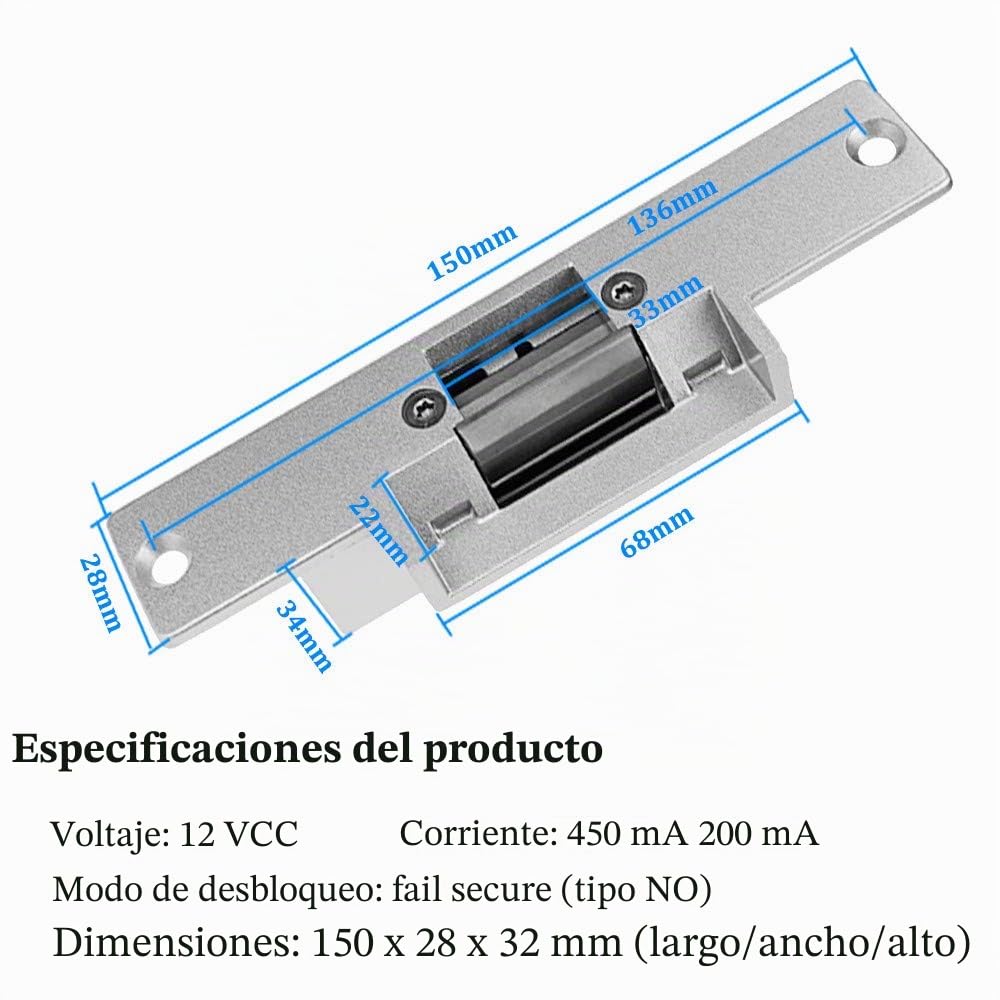 KDL Kit de Sistema de Control de Acceso RFID Completo Teclado autónomo con NO Tipo de Cerradura eléctrica Strike, DC12V / 3A Fuente de alimentación, Interruptor de Salida de Puerta, 10pcs Llaves RFID