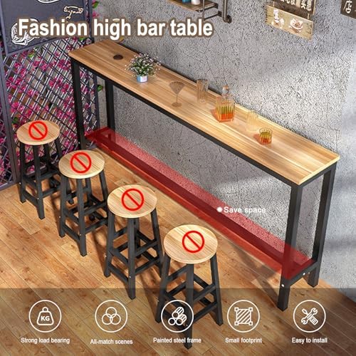 Narrow Rectangular Bar Table - Counter Height Dining Table for Kitchen, Restaurant, Cafe, Dessert Shop, Living Room, Balcony - Stylish & Space-Saving Design