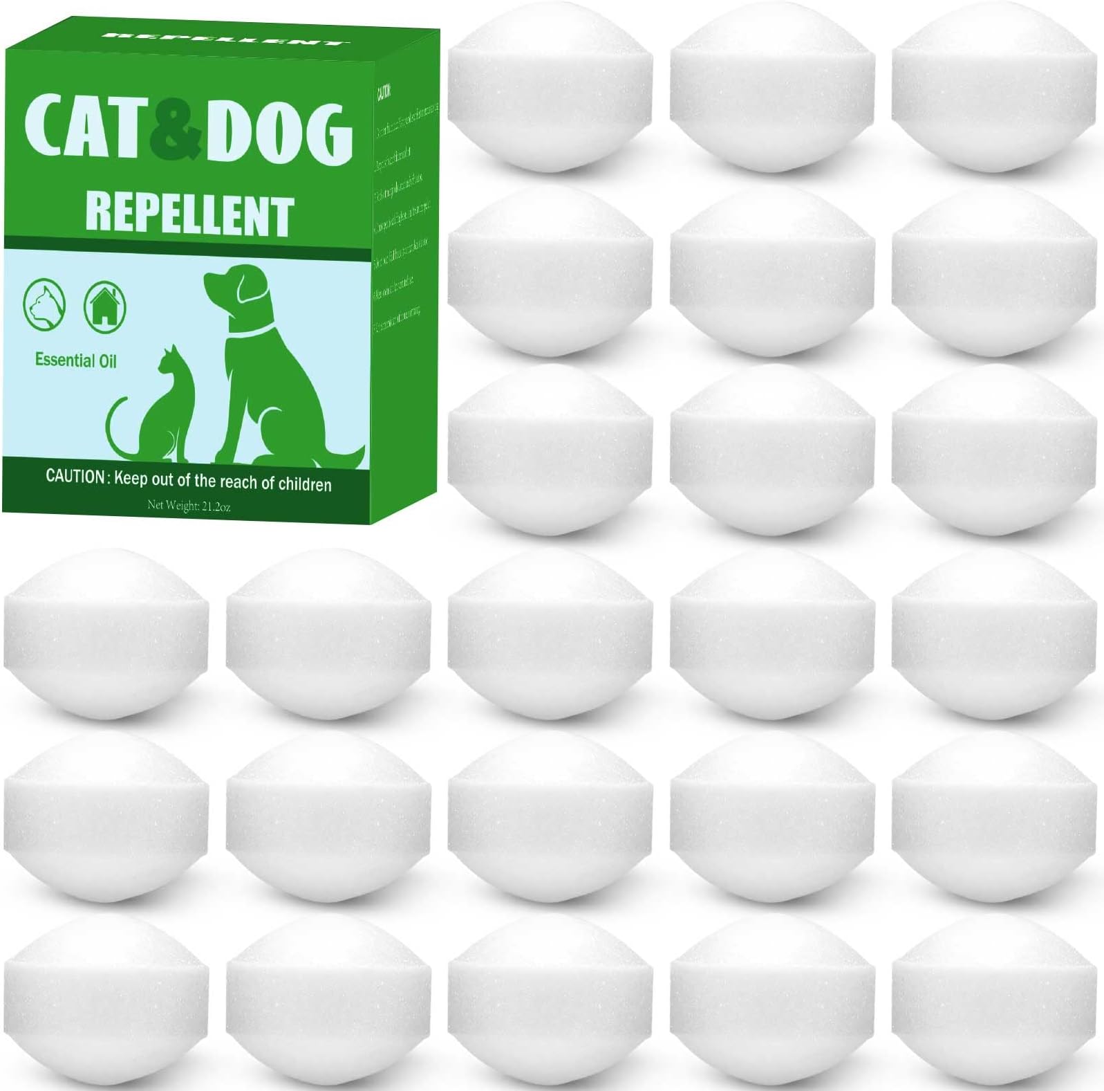 24 Pack Outdoor Cat Repellent & Dog Repellent Peppermint Oil to Repel Cats and Dogs from Peeing, Natural Dog & Cat Deterrent, Keep Cats & Dogs Off Lawn, Garden, Mulch & Flower Beds, Human & Pet Safe