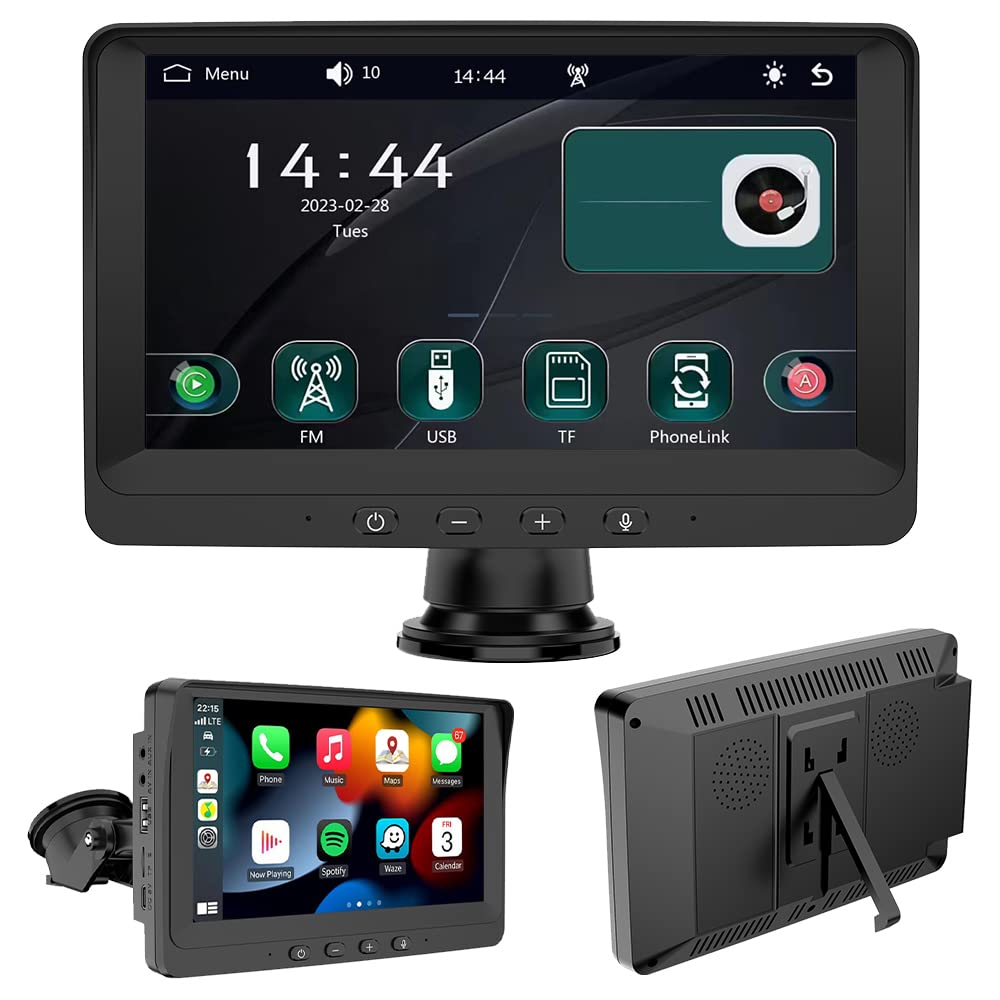 portatile Autoradio compatibile for Apple Carplay wireless Android Auto, 7" IPS Bluetooth Monitor per auto Altoparlante integrato Lettore multimediale con Mirror Link Trasmettitore FM/AUX/USB/TF