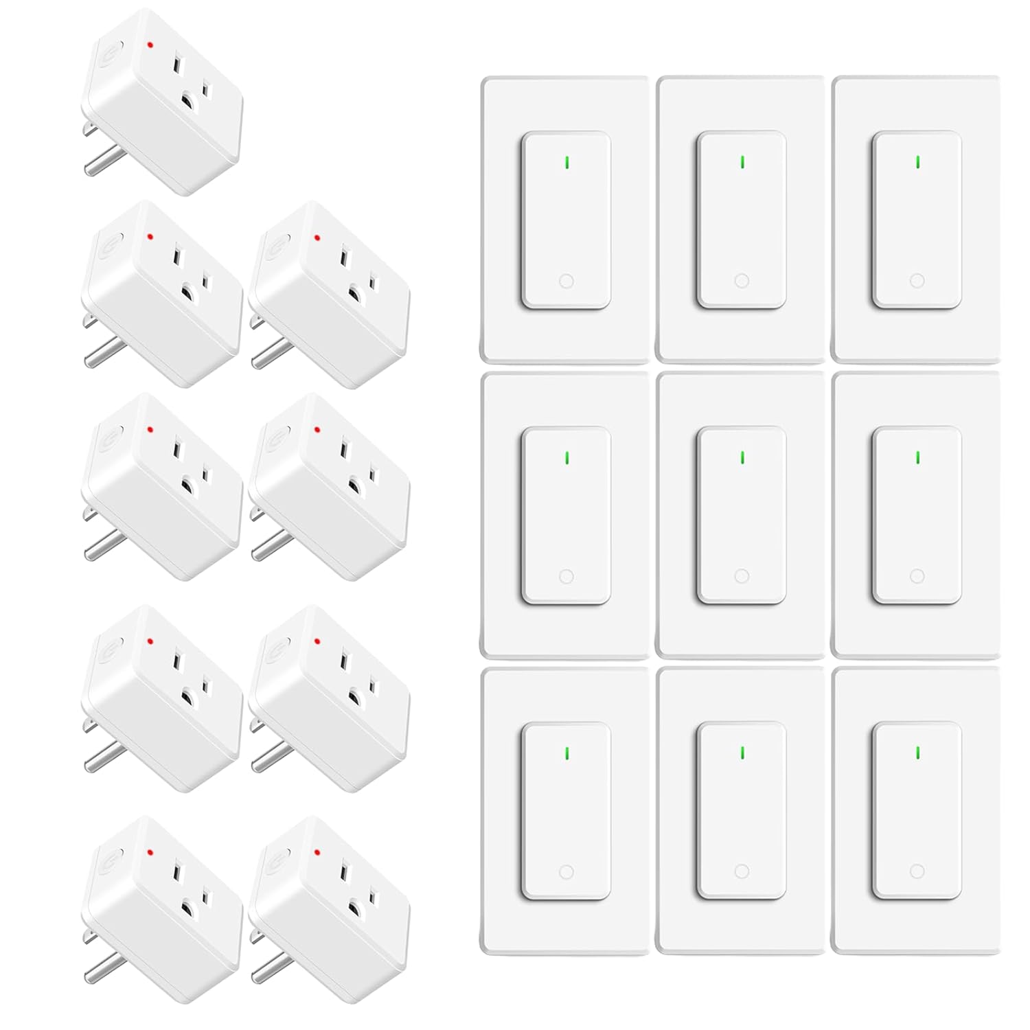 NineLeaf Remote Control Outlet,Wireless Remote Control Outlet Plug,500ft Long Range Wall Mounted Light Switch,15A 1500W for Home and Business,No Wiring,White,9PK