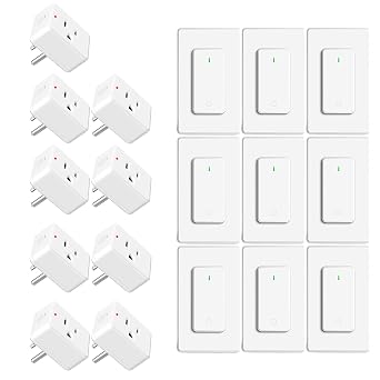NineLeaf Remote Control Outlet,Wireless Remote Control Outlet Plug,500ft Long Range Wall Mounted Light Switch,15A 1500W for Home and Business,No Wiring,White,9PK