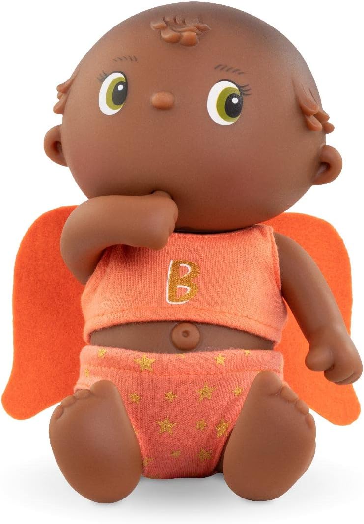 Corolle Beedibies Angels Gabin 8" Doll - All-Vinyl Body with Painted Eyes and Angel Wings, Vanilla Scent, for Ages 3 Years and up, Orange (500020)