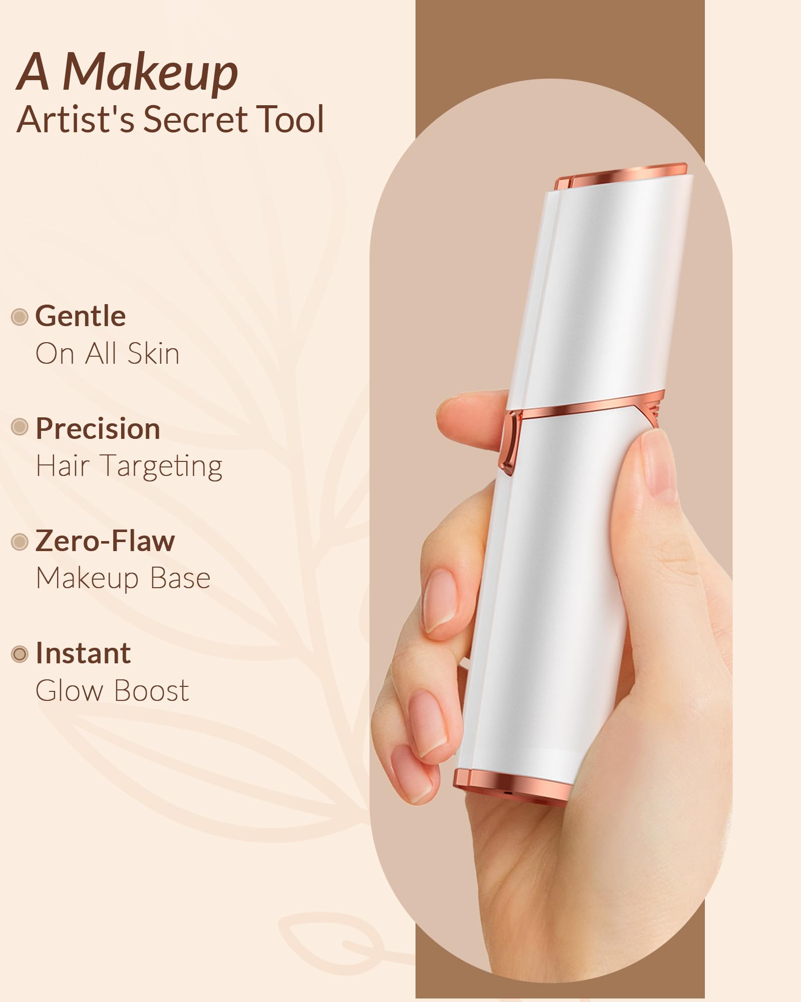 Facial Hair Removal for Women: Painless Rechargeable Face Shaver Electric Hair Remover Device for Peach Fuzz Upper Lip Chin (White)