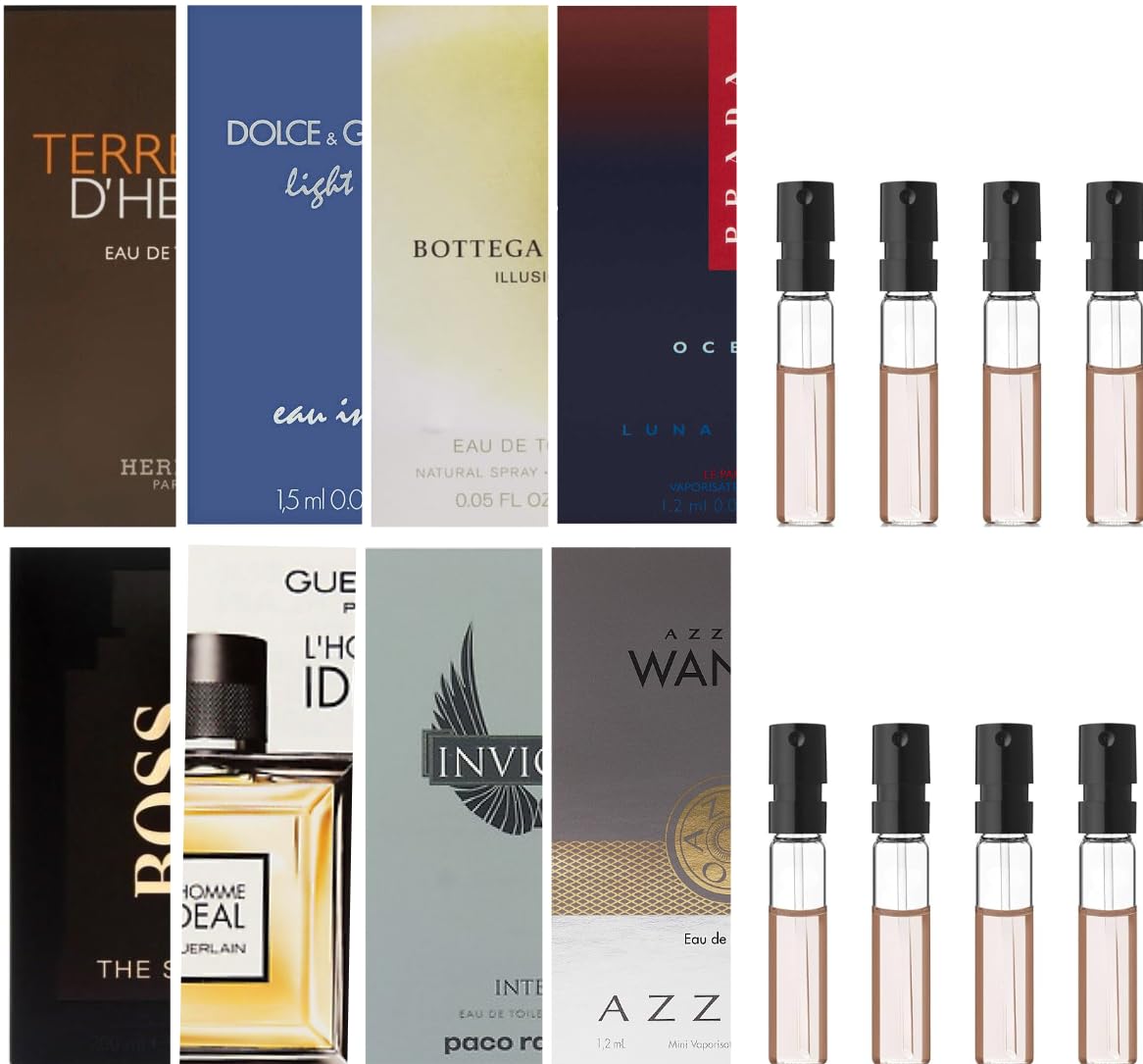 Pilestone Men's Cologne Top Designer Best Rated Sample Lot - High End Niche Most Popular Fragrance Sampler Vial Set - Randomly Selected (8 Vials)