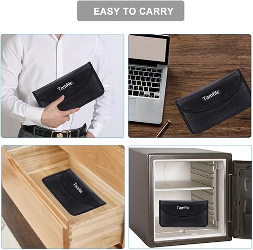 Miniatura 7 de Bolsa Faraday ignífuga con cremallera anti-seguimiento EMF GPS RFID bloqueo de señal de coche cartera blindaje bolsa protectora para teléfono