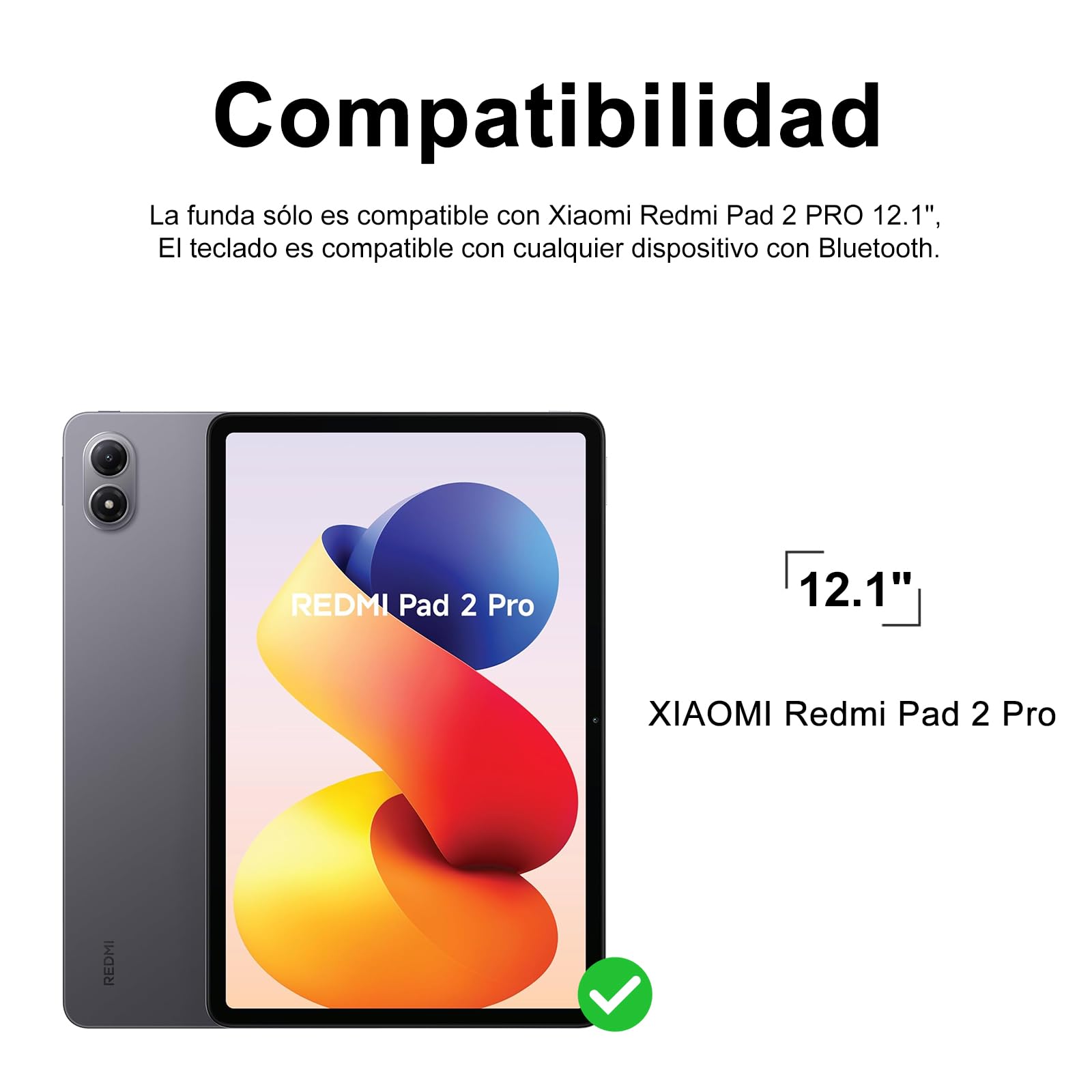 IVEOPPE Funda Teclado para XIAOMI Redmi Pad 2 Pro 2025/Redmi Pad Pro 2024 12.1", Capa Keyboard Español Ñ Desmontable Bluetooth con Portalápices, Azul Brumoso